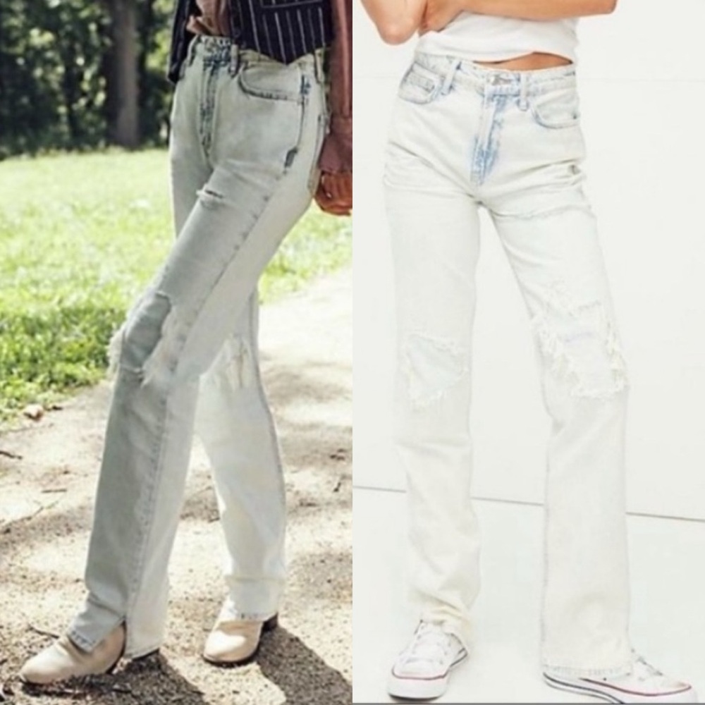 ✨HP✨ FP WE THE FREE My Own Lane Destroyed Bleach Wash Acid Wash Jeans 31